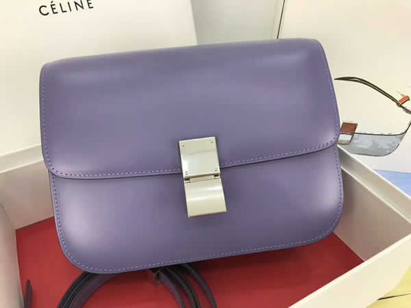 Fake Celine Box Classic Single Shoulder Flip Bag Purple Messenger Bag